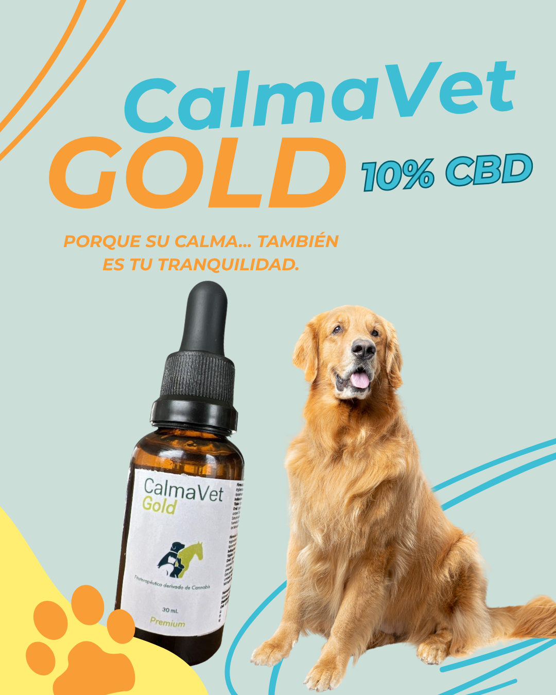CalmaVet Gold 10% CBD (3000 mg) Gotero de 30 ml