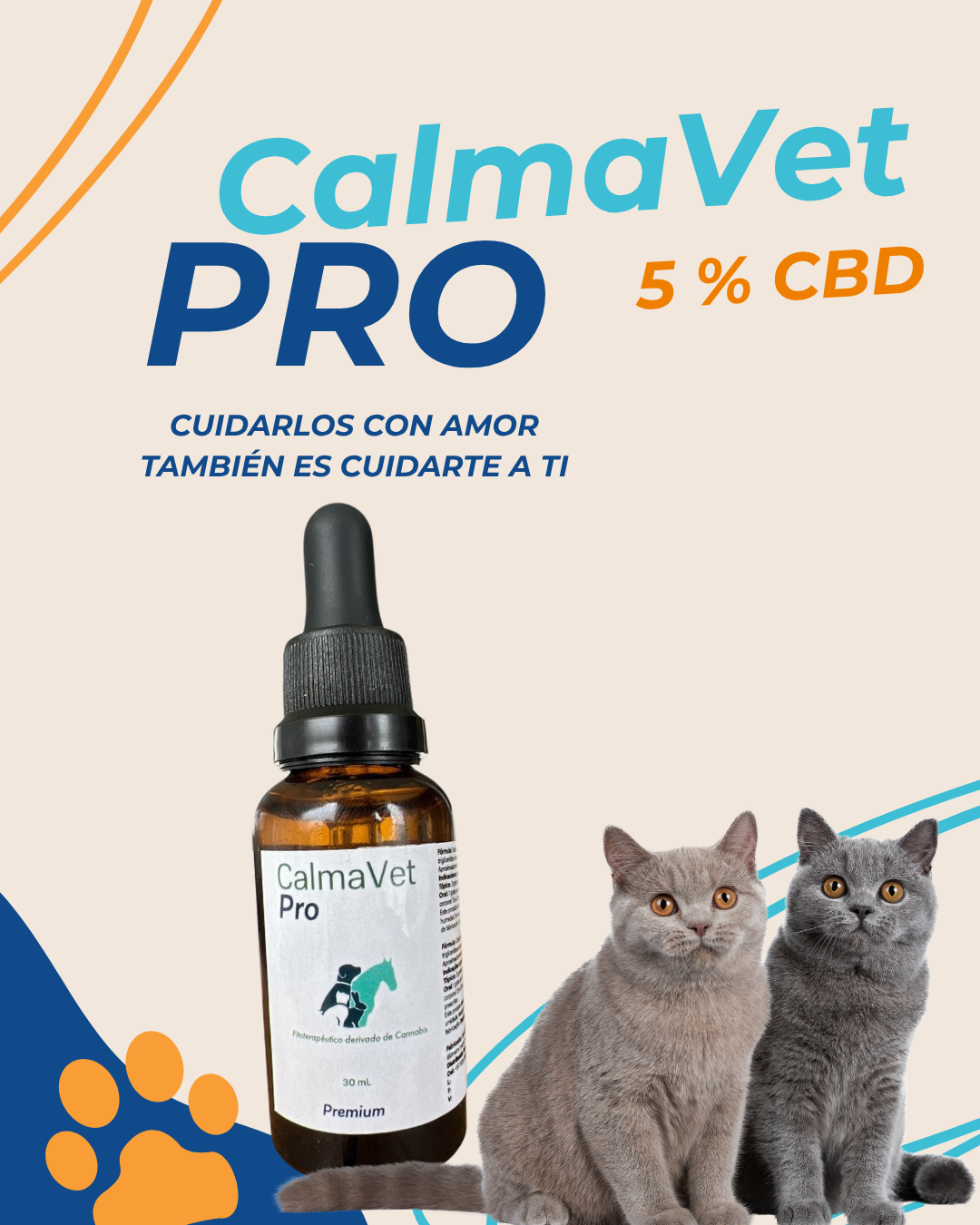 CalmaVet Pro 5% CBD (1500 mg) Gotero de 30 ml