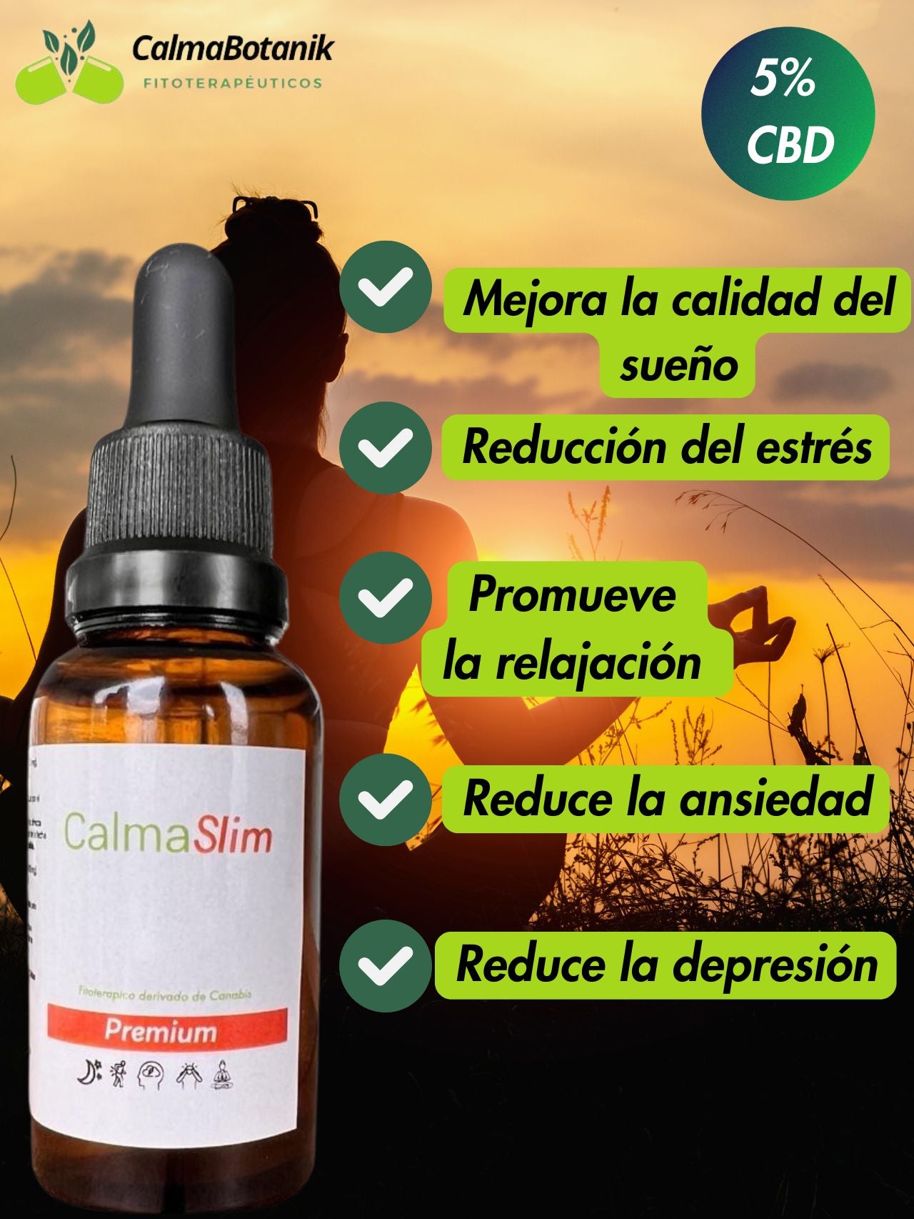 CalmaSlim 5% CBD (1500 mg) Gotero de 30 ml