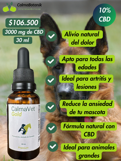 CalmaVet Gold 10% CBD (3000 mg) Gotero de 30 ml